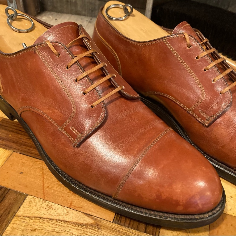 Alden 972 Cap Toe Derby Blucher Dress Shoes Brown Leather 11.5A/C US